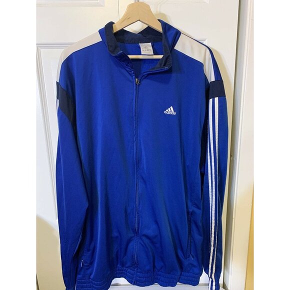 VINTAGE Adidas Full Zip Track Jacket Men’s Sz XL Blue‎ White Hip Hop 90s - Picture 3 of 8